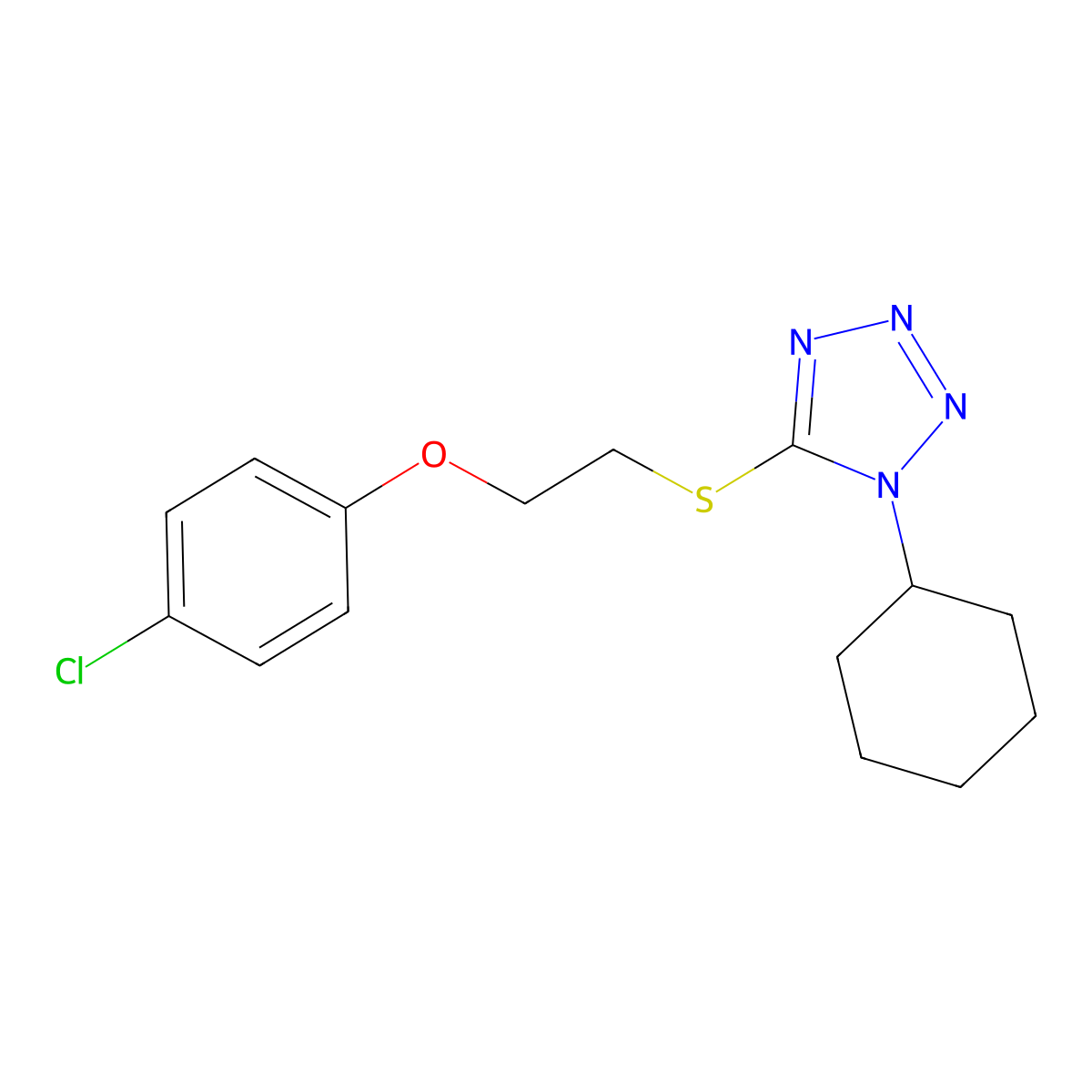 5-[2-(4-Chlorophenoxy)ethylsulfanyl]-1-cyclohexyltetrazole molecular structure, CAS 330839-27-5