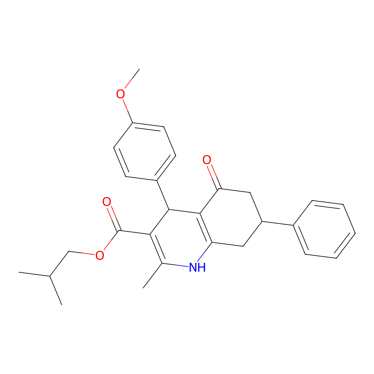 2-methylpropyl 4-(4-methoxyphenyl)-2-methyl-5-oxo-7-phenyl-4,6,7,8-tetrahydro-1H-quinoline-3-carboxylate molecular structure, CAS 330847-58-0