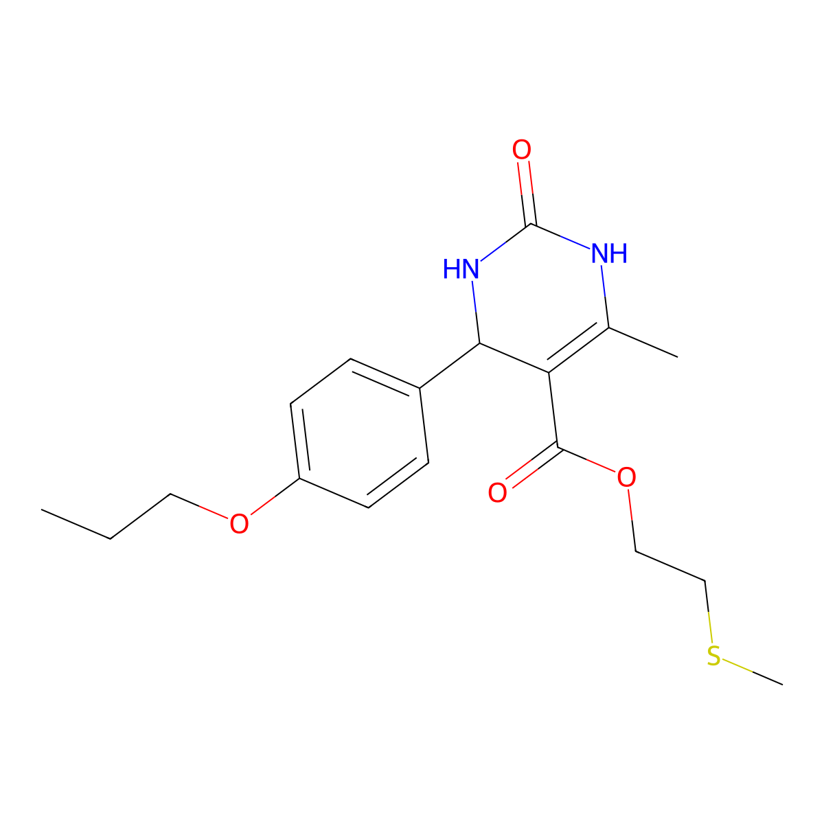 2-(Methylsulfanyl)ethyl 6-methyl-2-oxo-4-(4-propoxyphenyl)-1,2,3,4-tetrahydropyrimidine-5-carboxylate molecular structure, CAS 330848-28-7