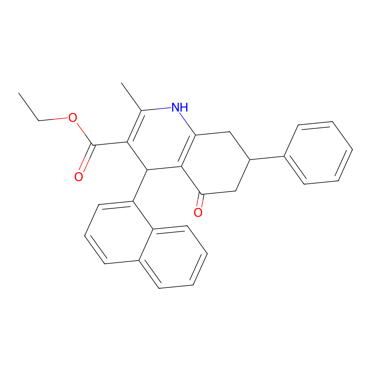 Ethyl 2-methyl-4-(naphthalen-1-yl)-5-oxo-7-phenyl-1,4,5,6,7,8-hexahydroquinoline-3-carboxylate molecular structure, CAS 330848-50-5