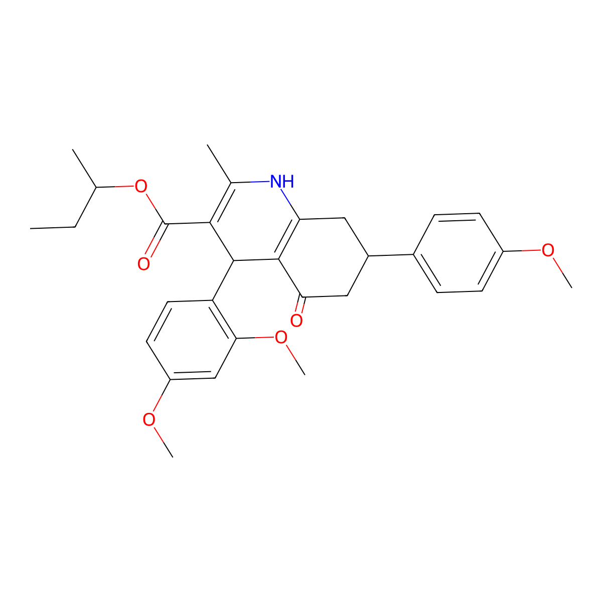 Butan-2-yl 4-(2,4-dimethoxyphenyl)-7-(4-methoxyphenyl)-2-methyl-5-oxo-1,4,5,6,7,8-hexahydroquinoline-3-carboxylate molecular structure, CAS 330848-66-3