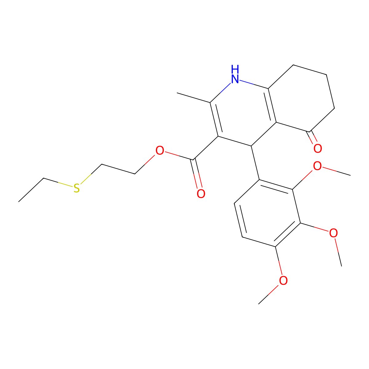 2-(Ethylsulfanyl)ethyl 2-methyl-5-oxo-4-(2,3,4-trimethoxyphenyl)-1,4,5,6,7,8-hexahydroquinoline-3-carboxylate molecular structure, CAS 330848-71-0