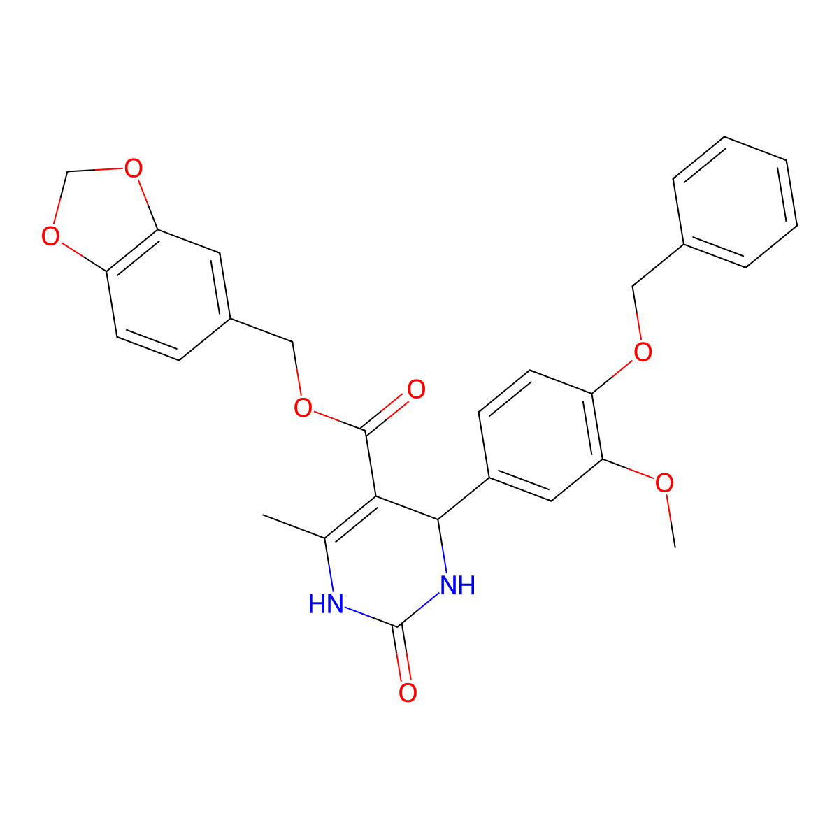1,3-Benzodioxol-5-ylmethyl 4-[4-(benzyloxy)-3-methoxyphenyl]-6-methyl-2-oxo-1,2,3,4-tetrahydropyrimidine-5-carboxylate molecular structure, CAS 330848-78-7