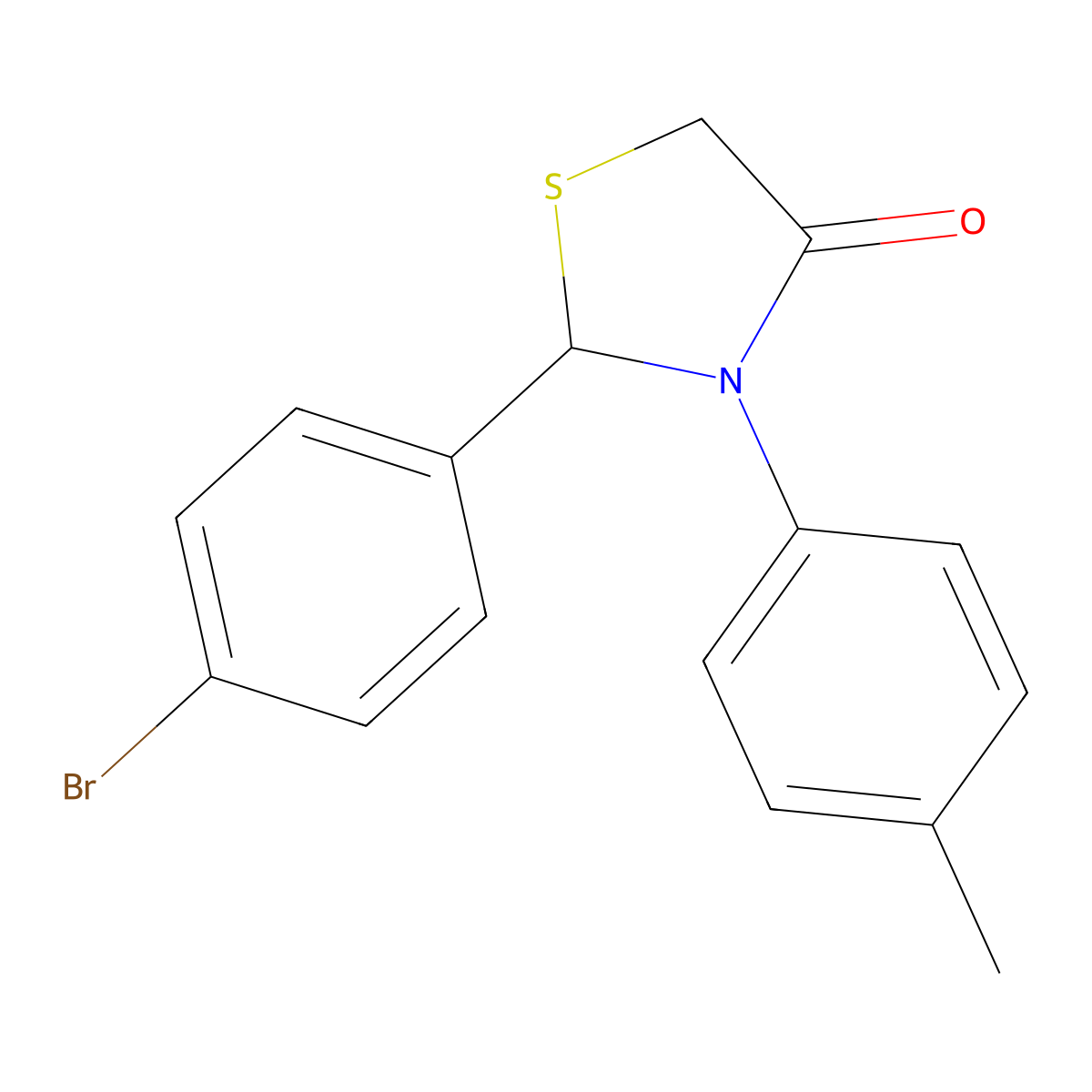 2-(4-Bromophenyl)-3-(4-methylphenyl)-1,3-thiazolidin-4-one molecular structure, CAS 330849-57-5