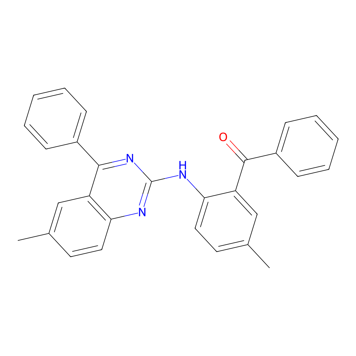 [5-Methyl-2-[(6-methyl-4-phenylquinazolin-2-yl)amino]phenyl]-phenylmethanone molecular structure, CAS 330850-51-6