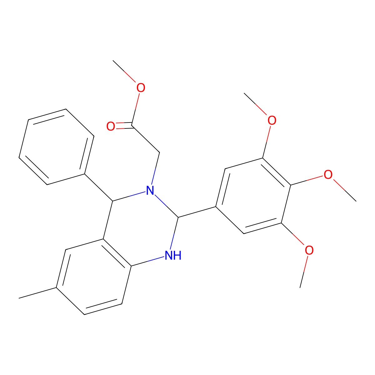 methyl [6-methyl-4-phenyl-2-(3,4,5-trimethoxyphenyl)-1,4-dihydroquinazolin-3(2H)-yl]acetate molecular structure, CAS 330850-71-0