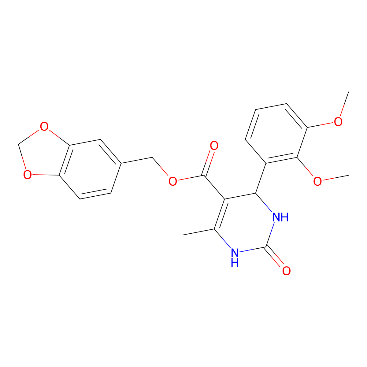 1,3-Benzodioxol-5-ylmethyl 4-(2,3-dimethoxyphenyl)-6-methyl-2-oxo-1,2,3,4-tetrahydropyrimidine-5-carboxylate molecular structure, CAS 330850-79-8