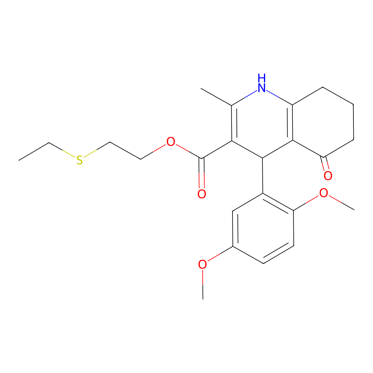 2-(Ethylsulfanyl)ethyl 4-(2,5-dimethoxyphenyl)-2-methyl-5-oxo-1,4,5,6,7,8-hexahydroquinoline-3-carboxylate molecular structure, CAS 330850-80-1
