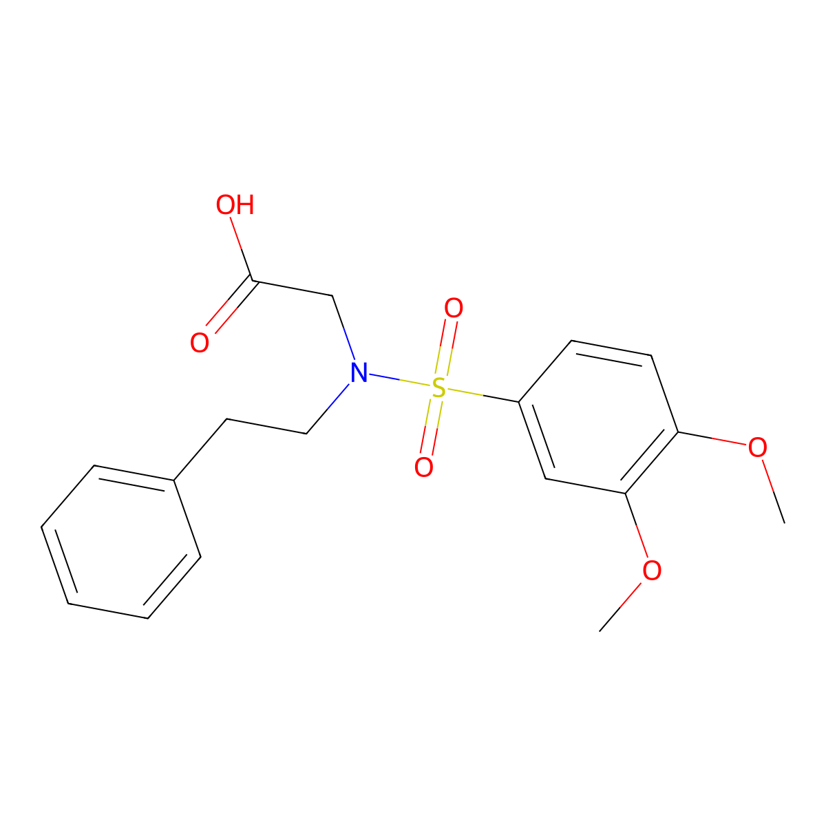 N-((3,4-Dimethoxyphenyl)sulfonyl)-N-(2-phenylethyl)glycine molecular structure, CAS 330858-14-5