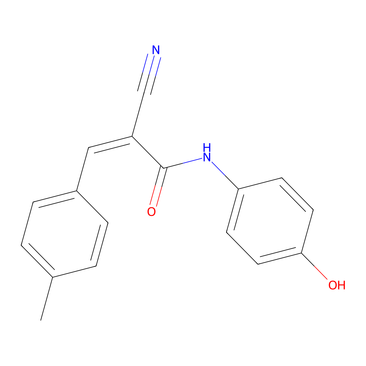 (2Z)-2-Cyano-N-(4-hydroxyphenyl)-3-(4-methylphenyl)acrylamide molecular structure, CAS 330858-28-1