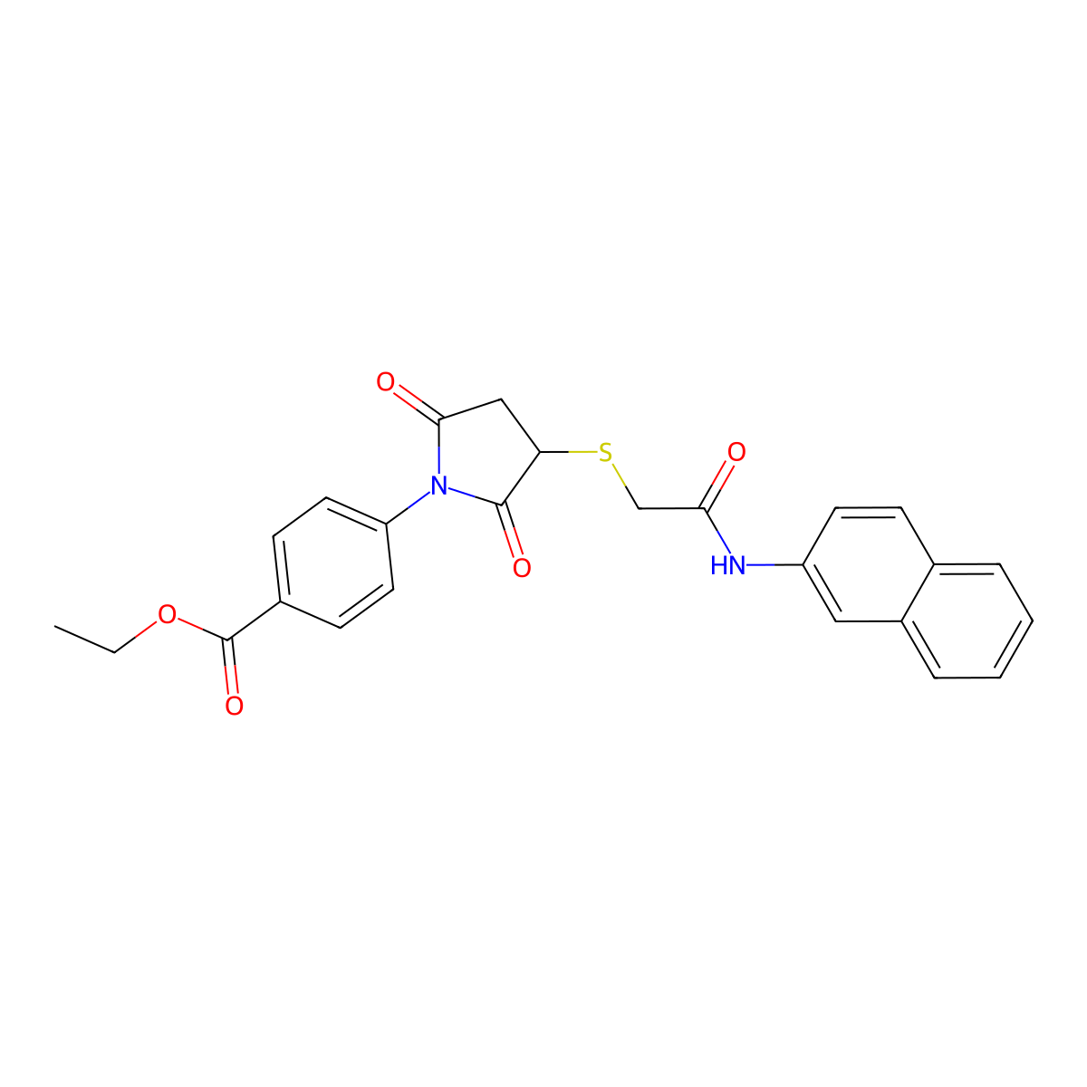 Ethyl 4-(3-{[2-(naphthalen-2-ylamino)-2-oxoethyl]sulfanyl}-2,5-dioxopyrrolidin-1-yl)benzoate molecular structure, CAS 330864-74-9