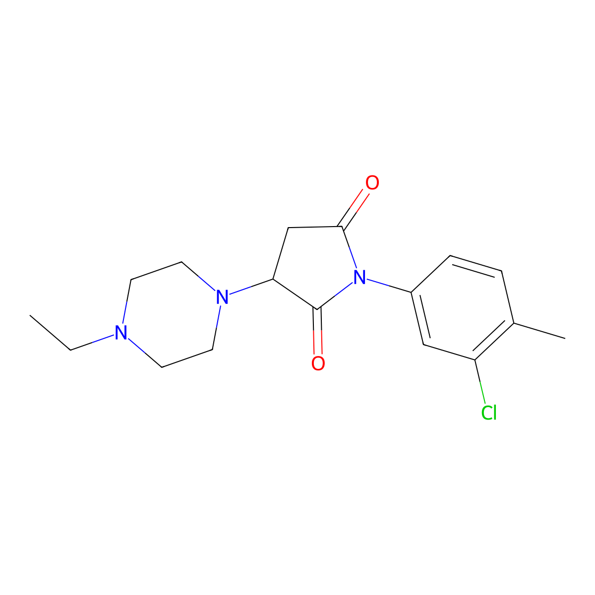 1-(3-Chloro-4-methylphenyl)-3-(4-ethylpiperazin-1-yl)pyrrolidine-2,5-dione molecular structure, CAS 330864-77-2
