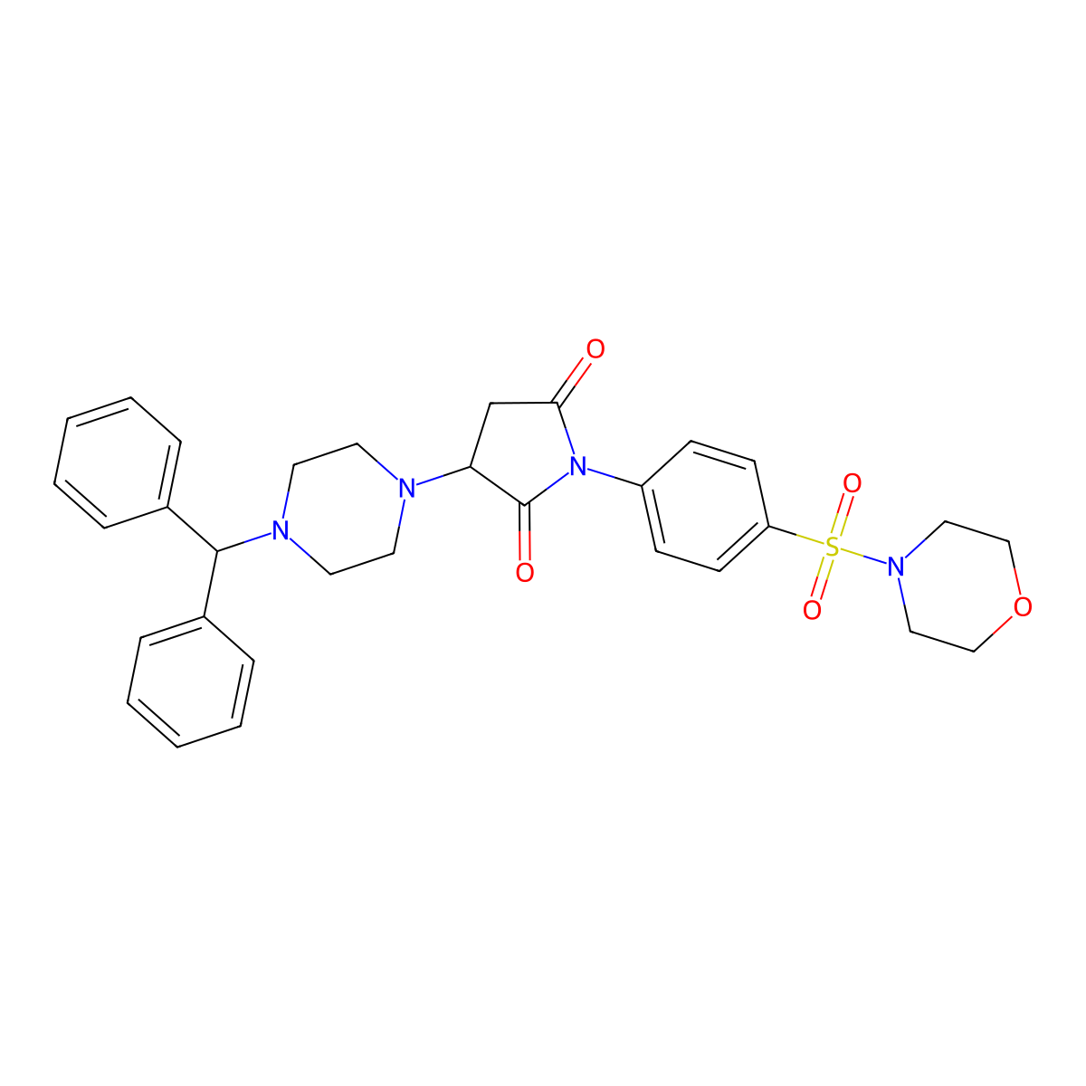 3-(4-Benzhydrylpiperazin-1-yl)-1-(4-morpholin-4-ylsulfonylphenyl)pyrrolidine-2,5-dione molecular structure, CAS 330864-93-2