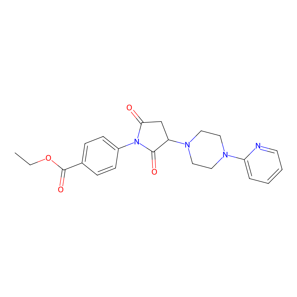 Ethyl 4-[2,5-dioxo-3-(4-pyridin-2-ylpiperazin-1-yl)pyrrolidin-1-yl]benzoate molecular structure, CAS 330864-95-4