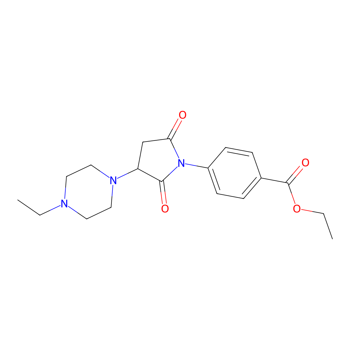 Ethyl 4-[3-(4-ethylpiperazin-1-yl)-2,5-dioxopyrrolidin-1-yl]benzoate molecular structure, CAS 330864-98-7