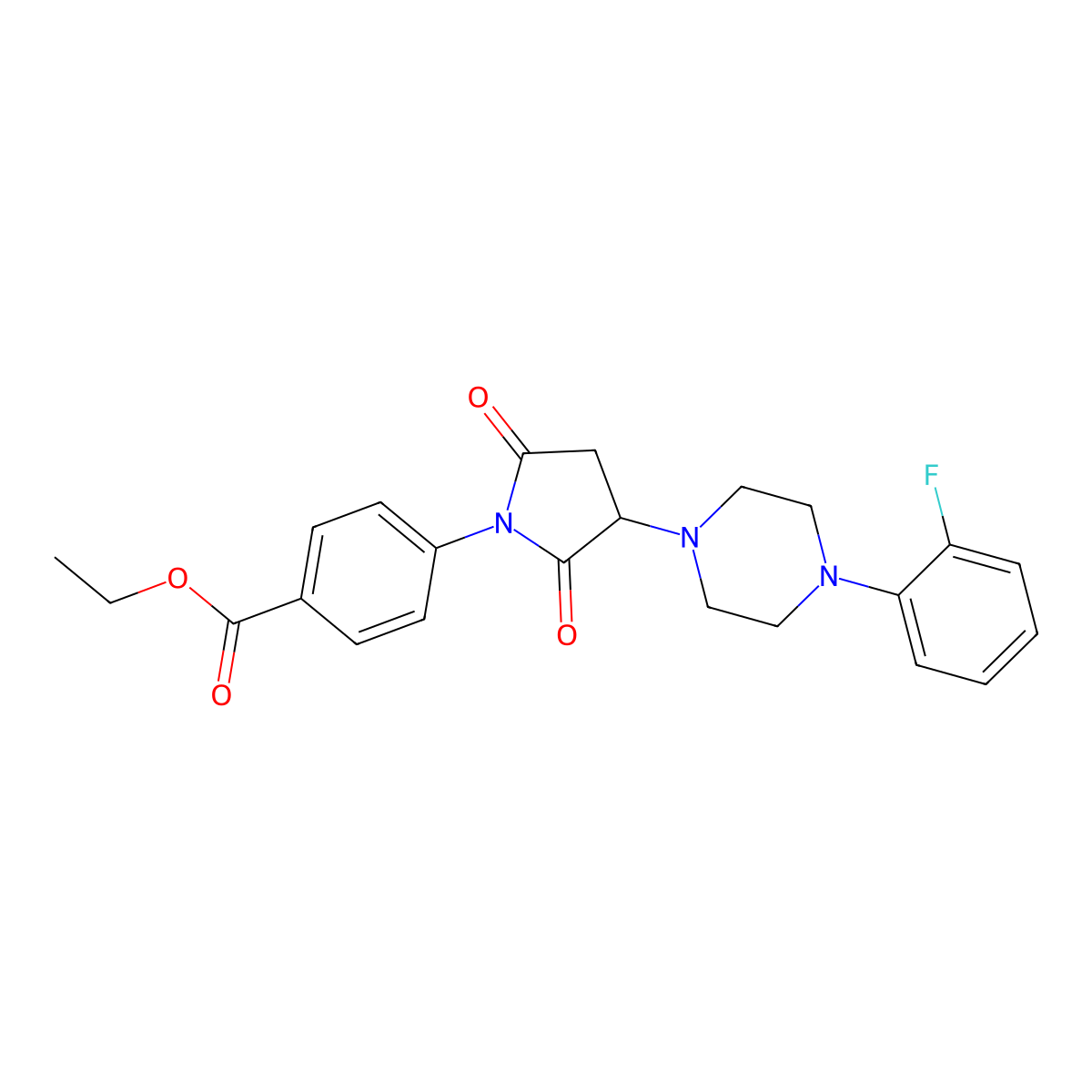 Ethyl 4-[3-[4-(2-fluorophenyl)piperazin-1-yl]-2,5-dioxopyrrolidin-1-yl]benzoate molecular structure, CAS 330865-00-4