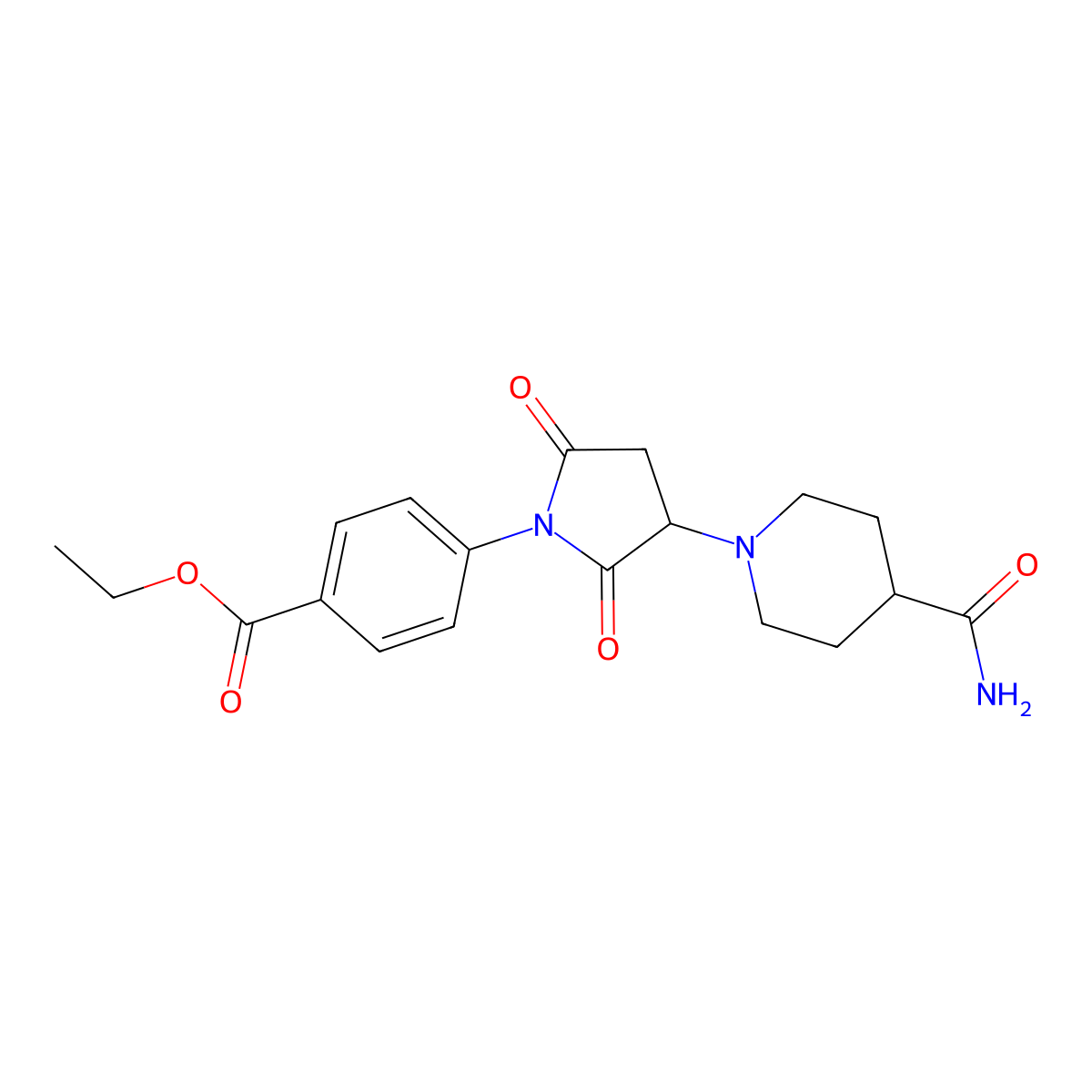 Ethyl 4-[3-(4-carbamoylpiperidin-1-yl)-2,5-dioxopyrrolidin-1-yl]benzoate molecular structure, CAS 330865-02-6