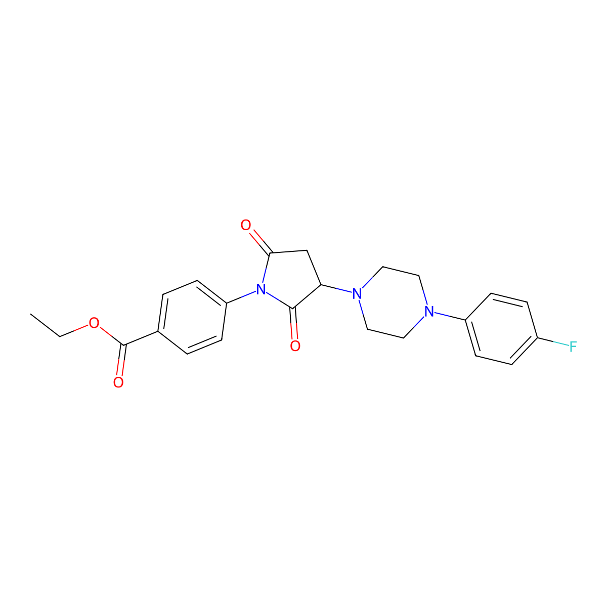 Ethyl 4-[3-[4-(4-fluorophenyl)piperazin-1-yl]-2,5-dioxopyrrolidin-1-yl]benzoate molecular structure, CAS 330865-03-7