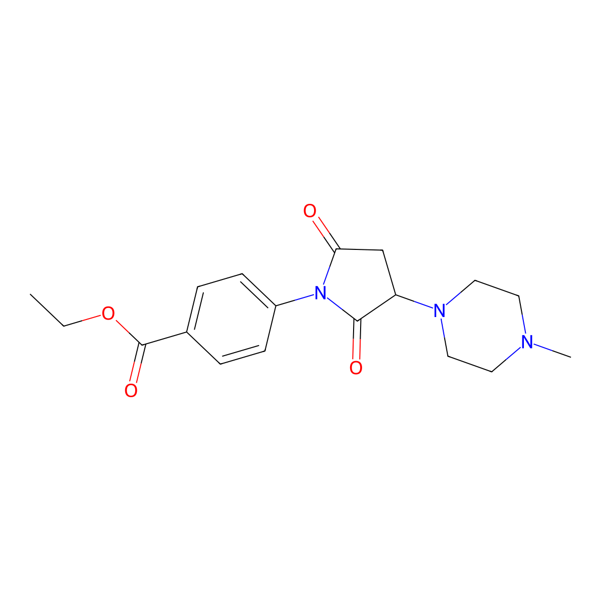 Ethyl 4-[3-(4-methylpiperazin-1-yl)-2,5-dioxopyrrolidin-1-yl]benzoate molecular structure, CAS 330865-04-8