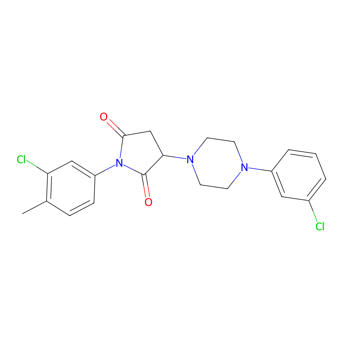 1-(3-Chloro-4-methylphenyl)-3-[4-(3-chlorophenyl)piperazin-1-yl]pyrrolidine-2,5-dione molecular structure, CAS 330865-16-2