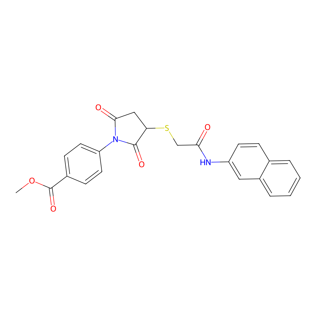 Methyl 4-[3-[2-(naphthalen-2-ylamino)-2-oxoethyl]sulfanyl-2,5-dioxopyrrolidin-1-yl]benzoate molecular structure, CAS 330865-42-4