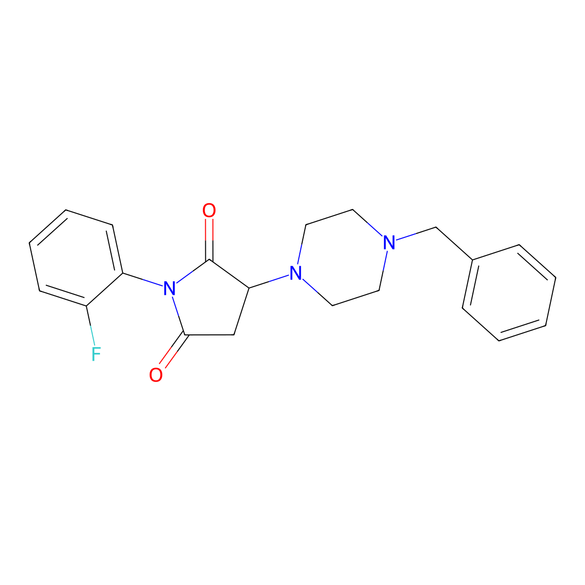 3-(4-Benzylpiperazin-1-yl)-1-(2-fluorophenyl)pyrrolidine-2,5-dione molecular structure, CAS 330865-53-7