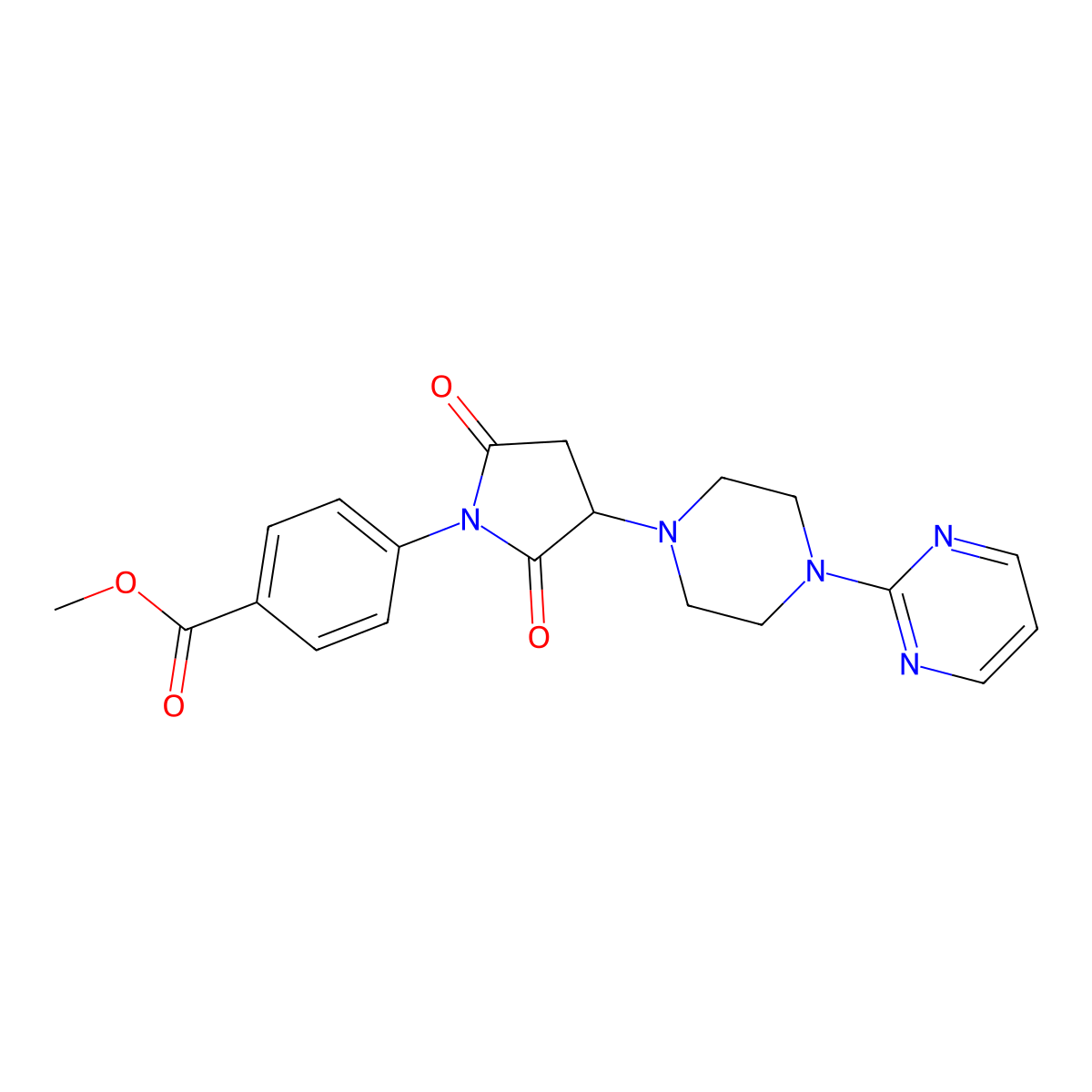 Methyl 4-{2,5-dioxo-3-[4-(pyrimidin-2-yl)piperazin-1-yl]pyrrolidin-1-yl}benzoate molecular structure, CAS 330865-65-1