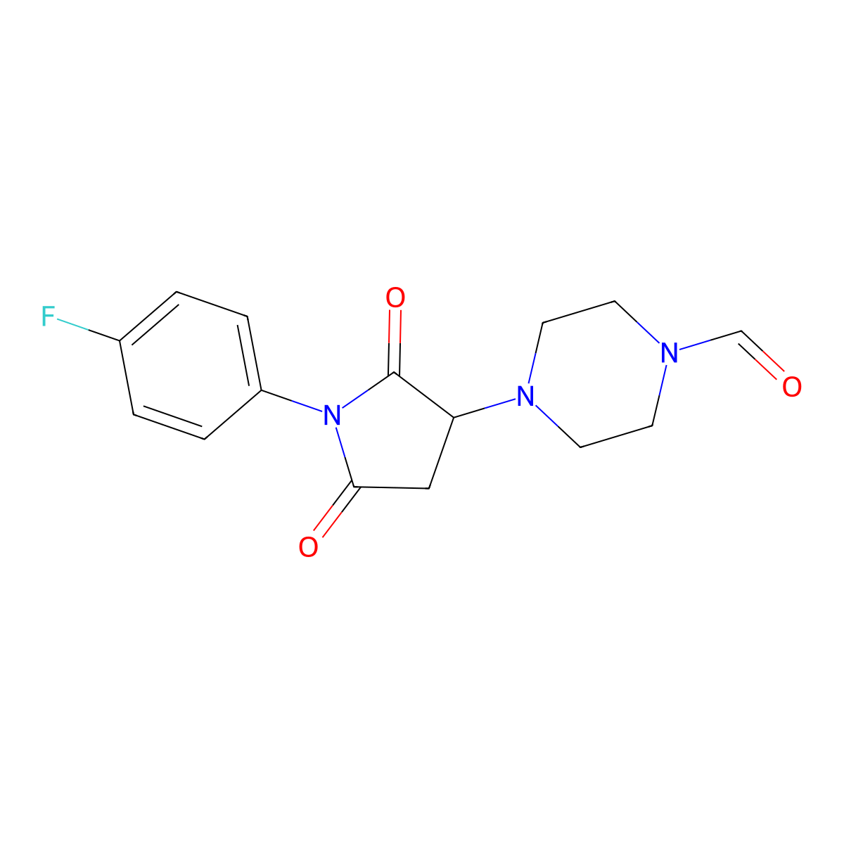 4-[1-(4-Fluorophenyl)-2,5-dioxo-3-pyrrolidinyl]-1-piperazinecarbaldehyde molecular structure, CAS 330865-91-3