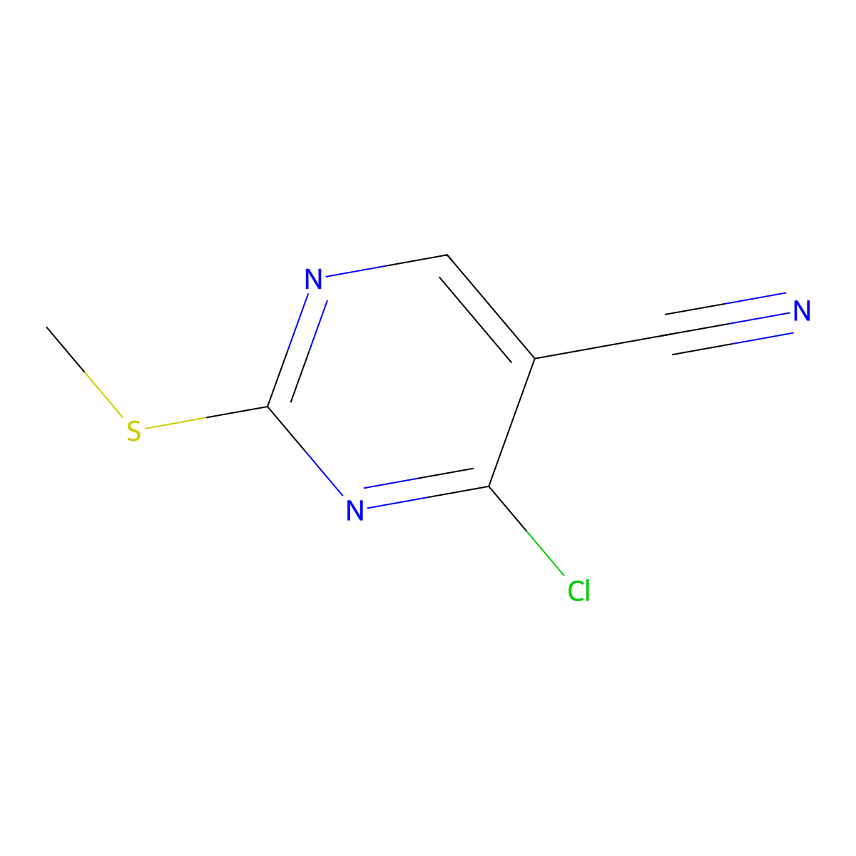 4-Chloro-2-(methylsulfanyl)pyrimidine-5-carbonitrile molecular structure, CAS 33089-15-5