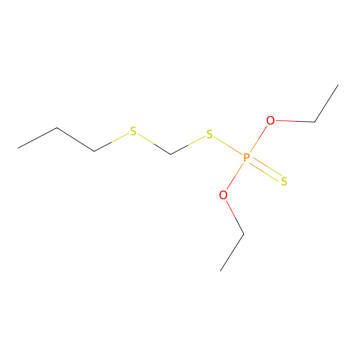 Phosphorodithioic acid, O,O-diethyl S-[(propylthio)methyl] ester molecular structure, CAS 3309-68-0