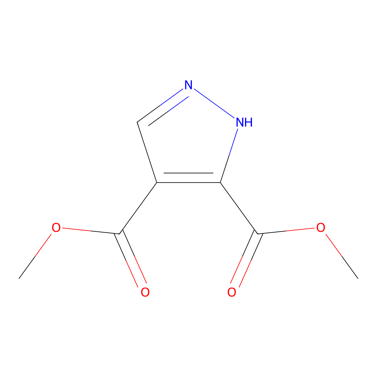 3,4-dimethyl 1H-pyrazole-3,4-dicarboxylate molecular structure, CAS 33090-46-9