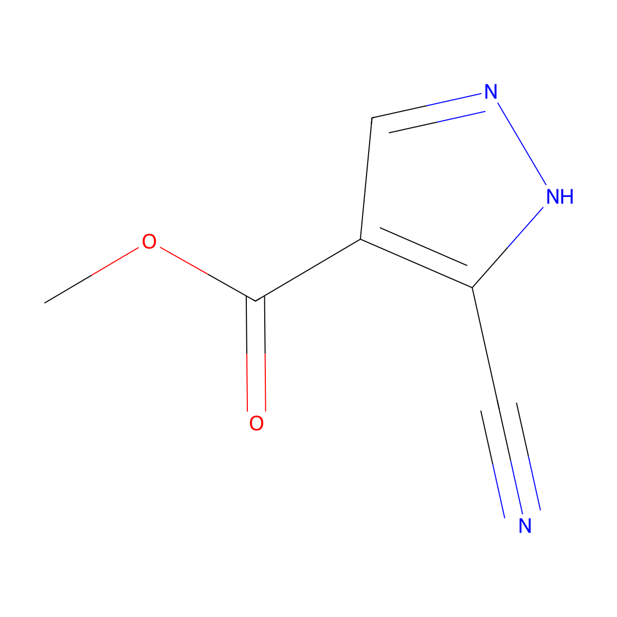 Methyl 3-cyano-1H-pyrazole-4-carboxylate molecular structure, CAS 33090-69-6