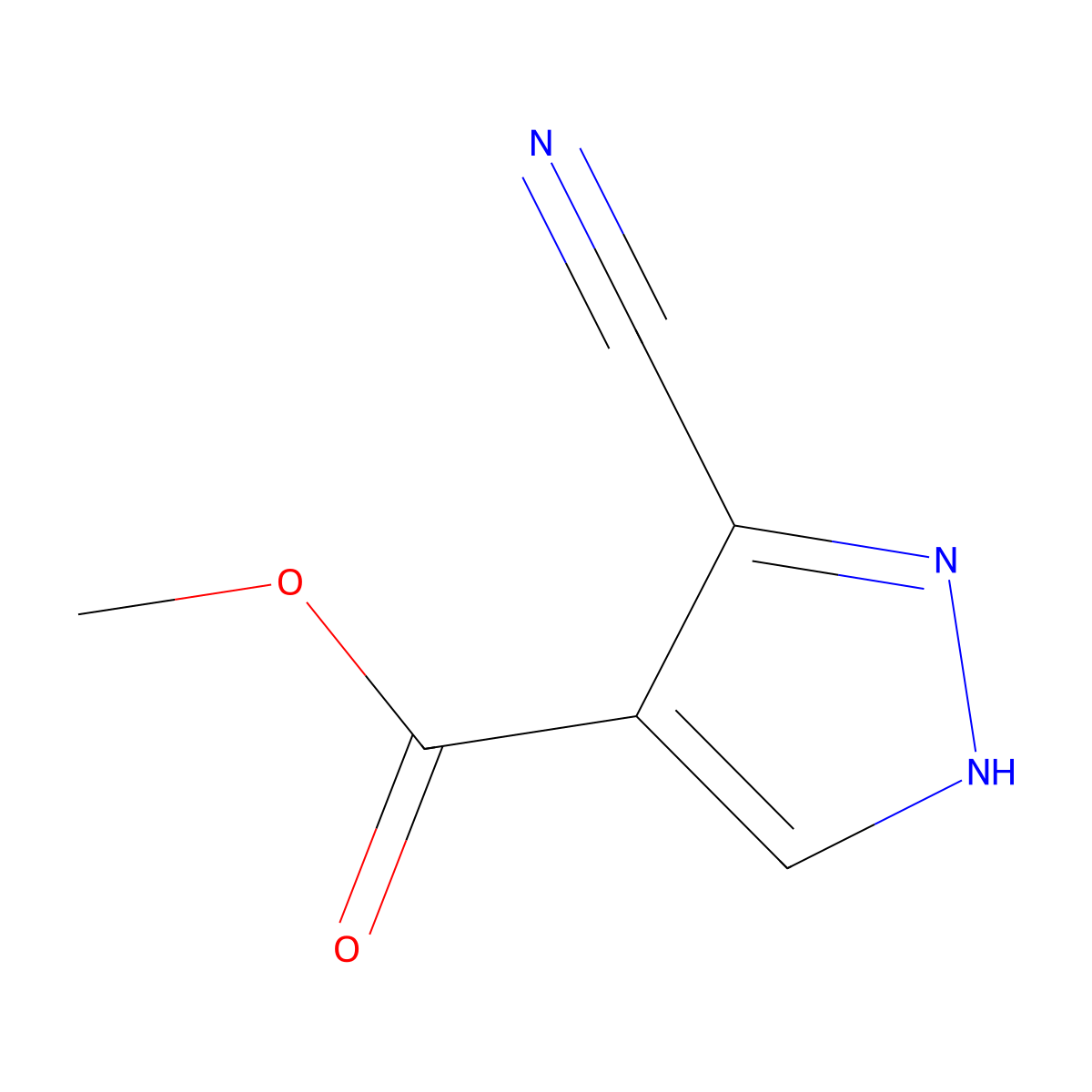Methyl 3-cyano-1H-pyrazole-4-carboxylate molecular structure, CAS 33090-69-6
