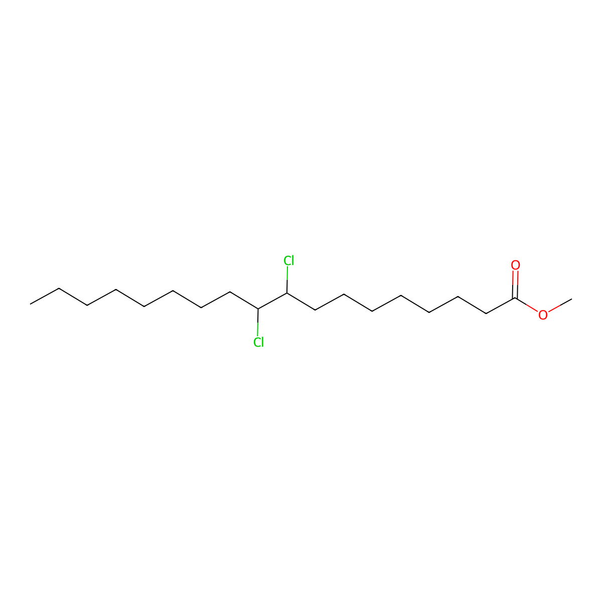 Methyl 9,10-dichlorooctadecanoate molecular structure, CAS 33094-27-8