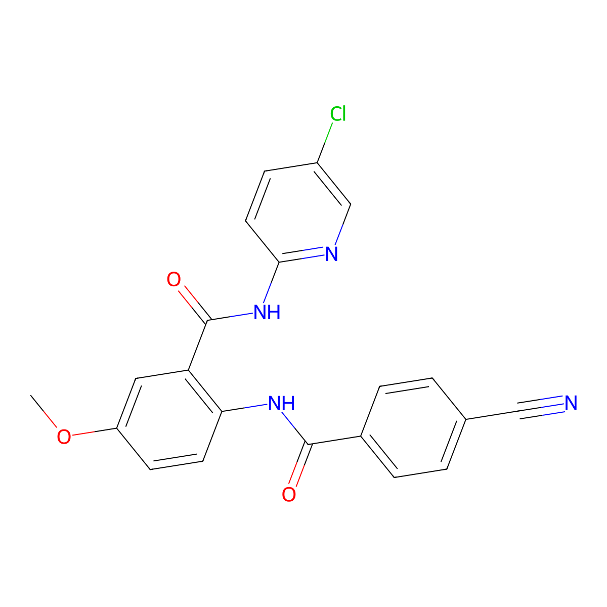 N-(5-chloropyridin-2-yl)-2-(4-cyanobenzamido)-5-methoxybenzamide molecular structure, CAS 330942-01-3
