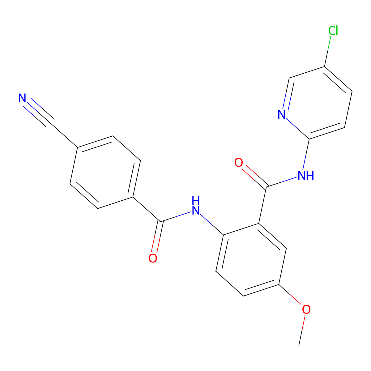 N-(5-chloropyridin-2-yl)-2-(4-cyanobenzamido)-5-methoxybenzamide molecular structure, CAS 330942-01-3