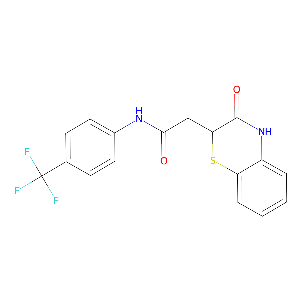 2-(3-oxo-3,4-dihydro-2H-1,4-benzothiazin-2-yl)-N-[4-(trifluoromethyl)phenyl]acetamide molecular structure, CAS 330943-95-8