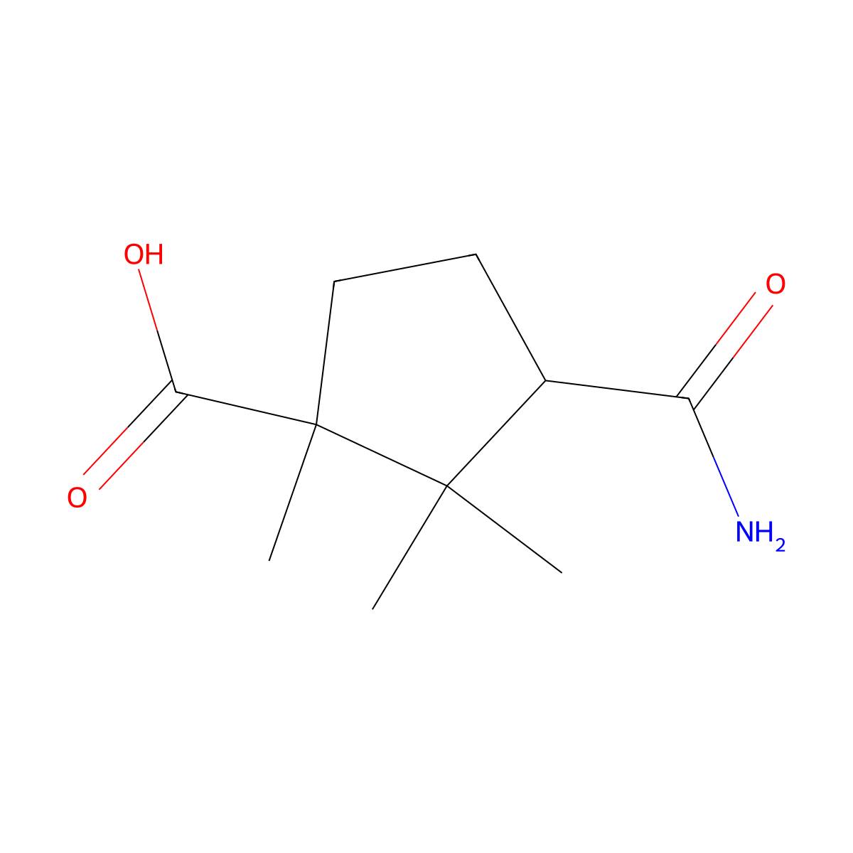 3-Carbamoyl-1,2,2-trimethylcyclopentane-1-carboxylic acid molecular structure, CAS 330944-28-0