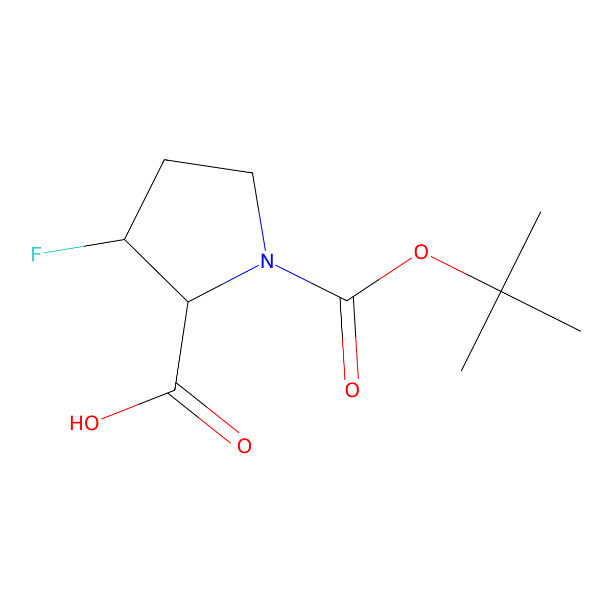 (2R,3S)-1-(tert-Butoxycarbonyl)-3-fluoropyrrolidine-2-carboxylic acid molecular structure, CAS 330945-23-8