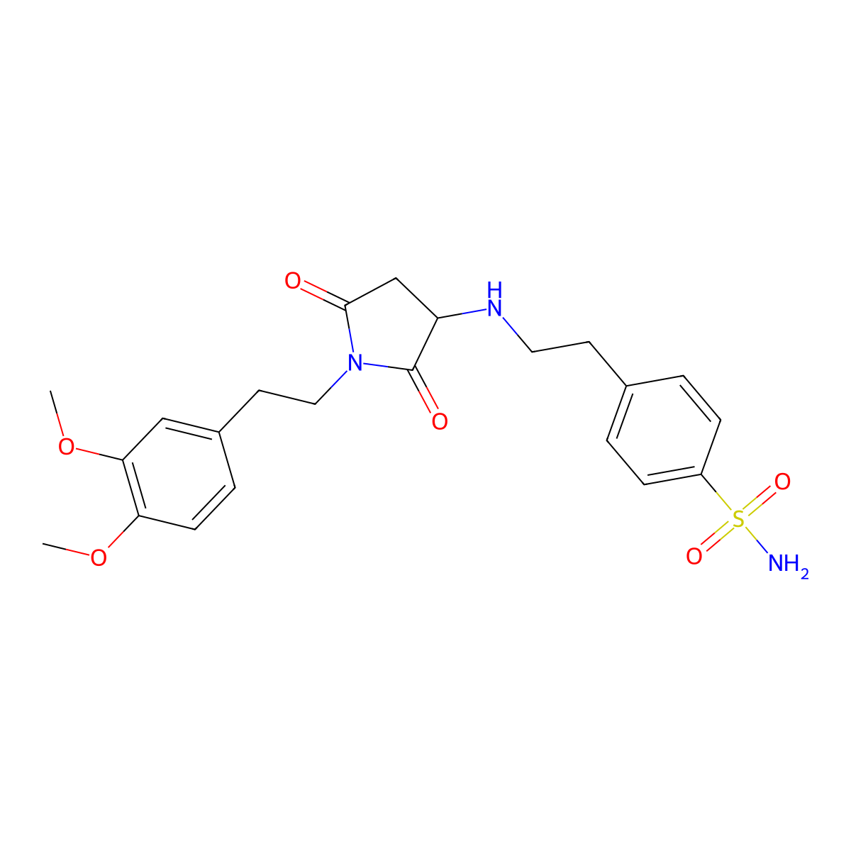 4-[2-({1-[2-(3,4-Dimethoxyphenyl)ethyl]-2,5-dioxo-3-pyrrolidinyl}amino)ethyl]benzenesulfonamide molecular structure, CAS 330945-86-3