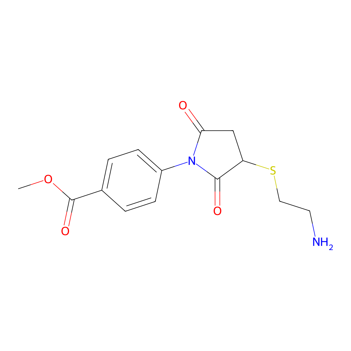 Methyl 4-[3-(2-aminoethylsulfanyl)-2,5-dioxopyrrolidin-1-yl]benzoate molecular structure, CAS 330945-96-5