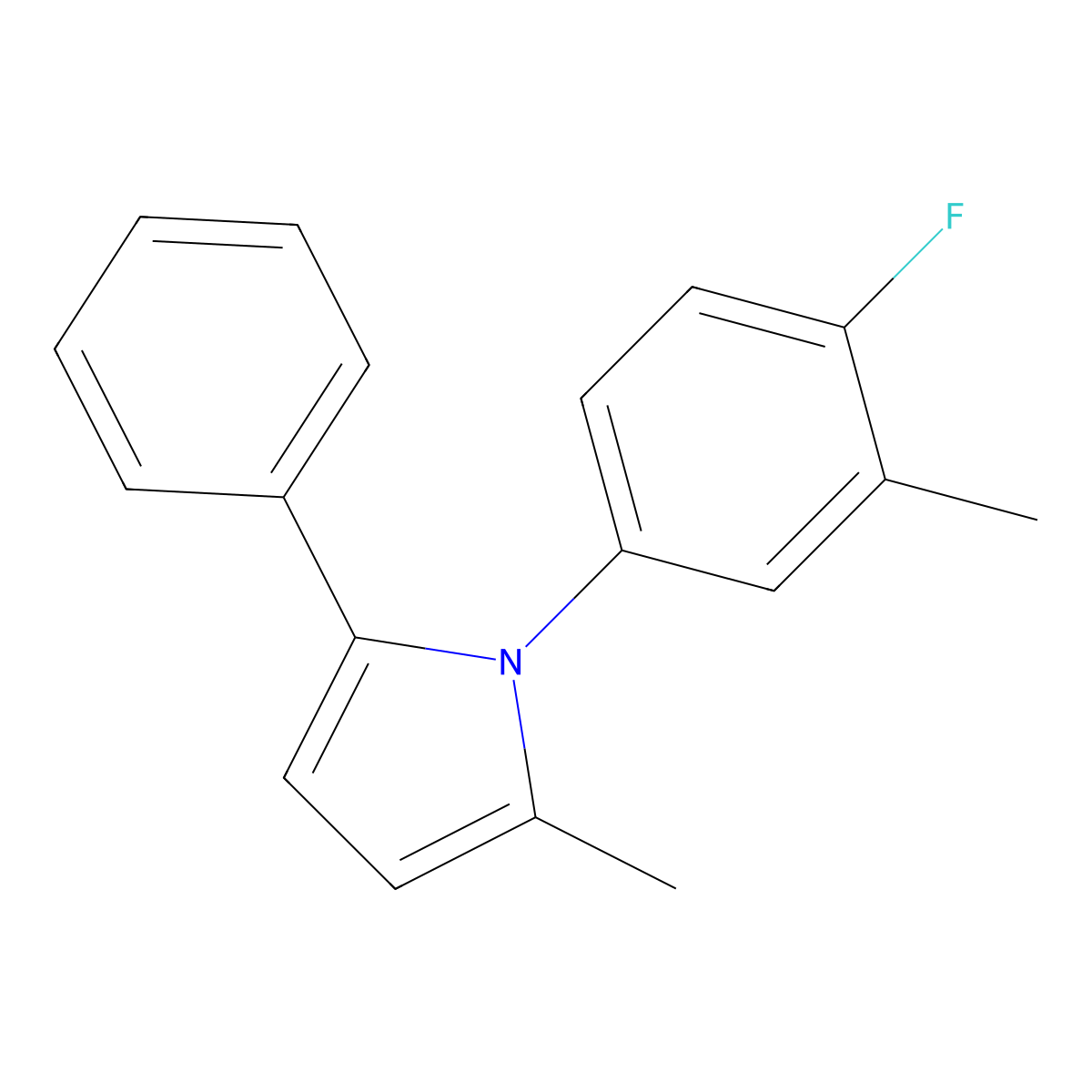 1-(4-fluoro-3-methylphenyl)-2-methyl-5-phenyl-1H-pyrrole molecular structure, CAS 330946-38-8