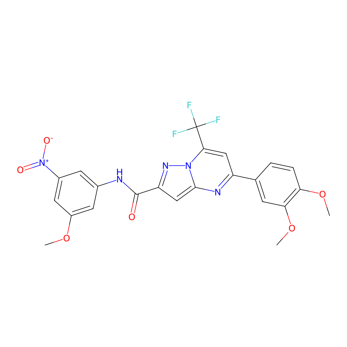 5-(3,4-dimethoxyphenyl)-N-(3-methoxy-5-nitrophenyl)-7-(trifluoromethyl)pyrazolo[1,5-a]pyrimidine-2-carboxamide molecular structure, CAS 330947-26-7