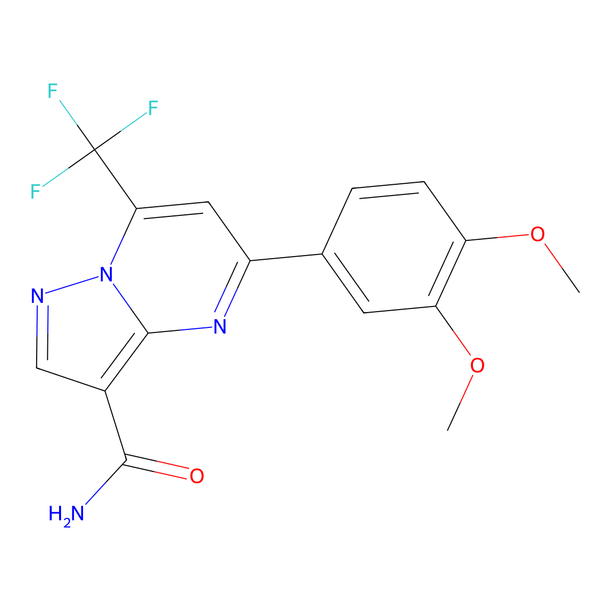 5-(3,4-Dimethoxyphenyl)-7-(trifluoromethyl)pyrazolo[1,5-a]pyrimidine-3-carboxamide molecular structure, CAS 330947-30-3