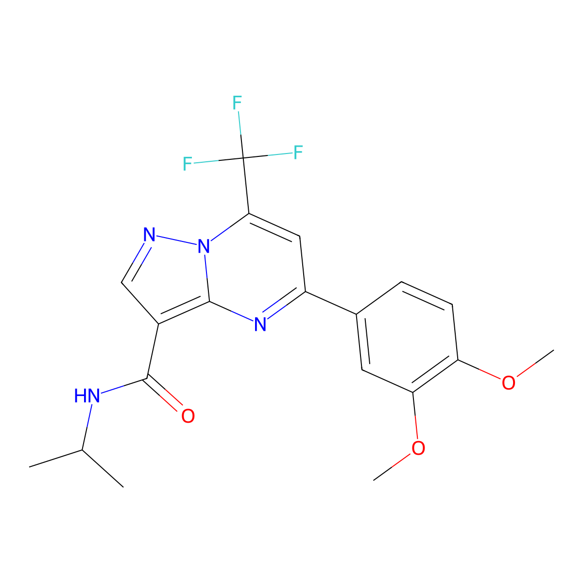 5-(3,4-dimethoxyphenyl)-N-propan-2-yl-7-(trifluoromethyl)pyrazolo[1,5-a]pyrimidine-3-carboxamide molecular structure, CAS 330947-31-4