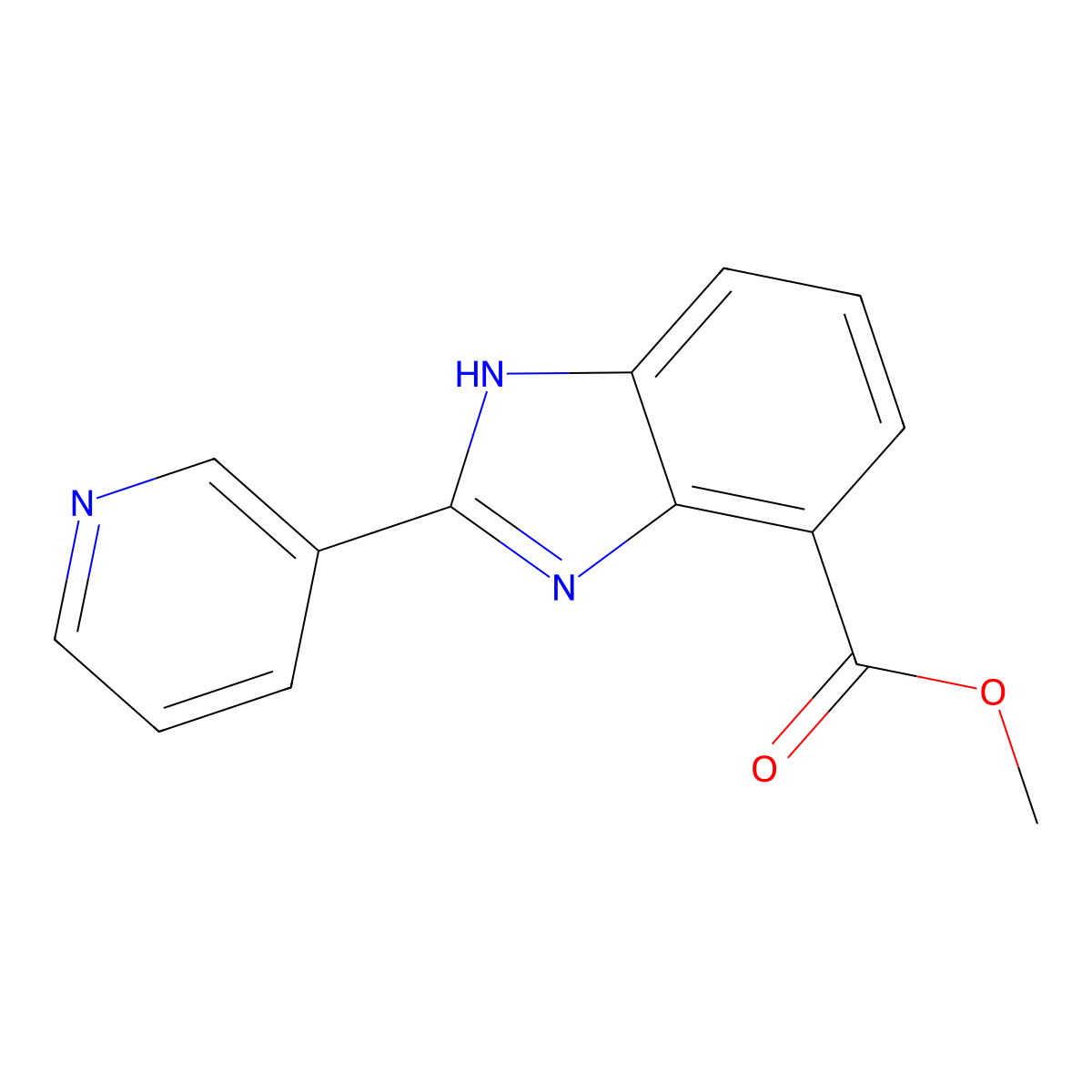 Methyl 2-(pyridin-3-yl)-1H-benzo[d]imidazole-7-carboxylate molecular structure, CAS 330948-63-5