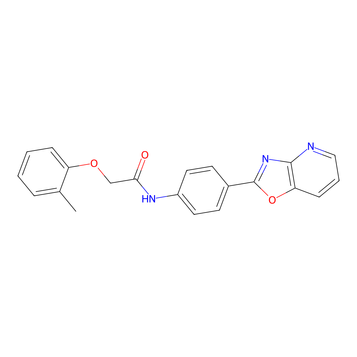 2-(2-methylphenoxy)-N-[4-([1,3]oxazolo[4,5-b]pyridin-2-yl)phenyl]acetamide molecular structure, CAS 330950-53-3