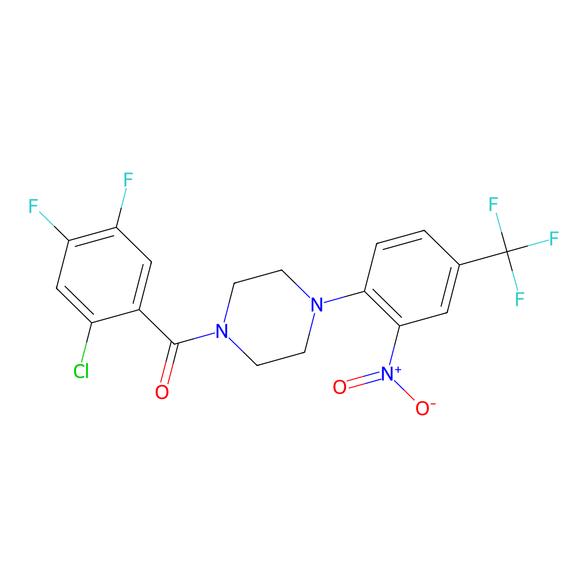 1-(2-Chloro-4,5-difluorobenzoyl)-4-[2-nitro-4-(trifluoromethyl)phenyl]piperazine molecular structure, CAS 330950-64-6