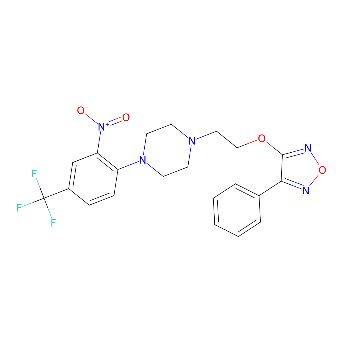 3-[2-[4-[2-Nitro-4-(trifluoromethyl)phenyl]piperazin-1-yl]ethoxy]-4-phenyl-1,2,5-oxadiazole molecular structure, CAS 330950-65-7