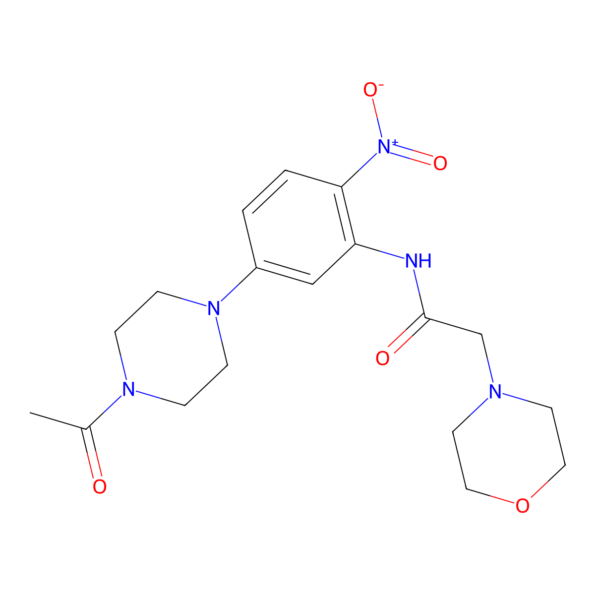 N-[5-(4-acetylpiperazin-1-yl)-2-nitrophenyl]-2-morpholin-4-ylacetamide molecular structure, CAS 330950-67-9